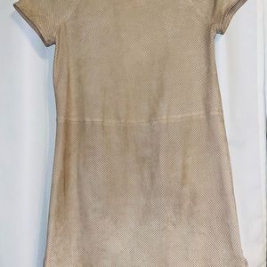 yves salomon Mini dress Perforated Suede Leather Size 36